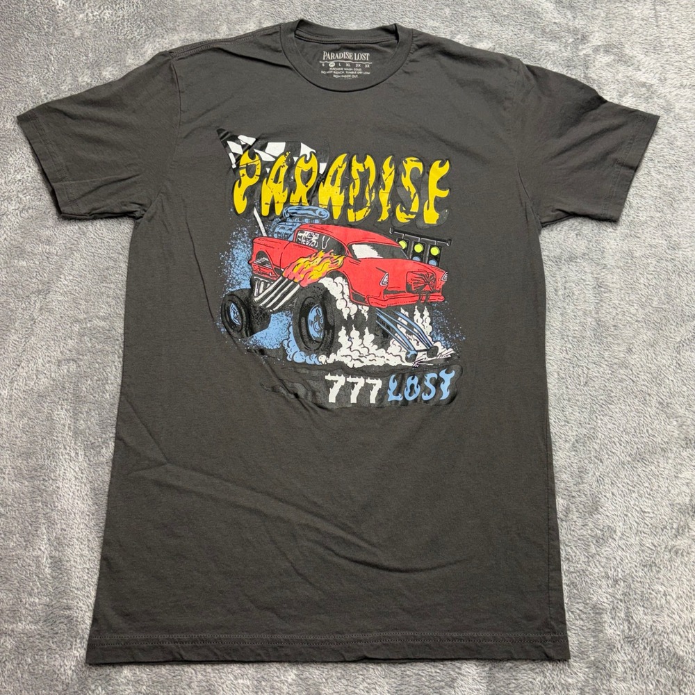 Paradise Lost Graphic T-Shirt Mens Medium Gray Excellent Monster Truck 777 Tee‎